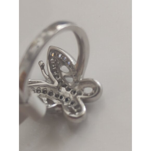 Italian Sterling Silver 925 Women's  Size 5 Cubic Zirconia Butterfly Ring NEW - Picture 8 of 10